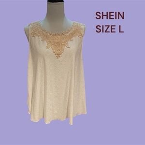 SHEIN SLEEVELESS TOP WITH EMBROIDERED COLLAR SIZE LARGE NEVER WORN